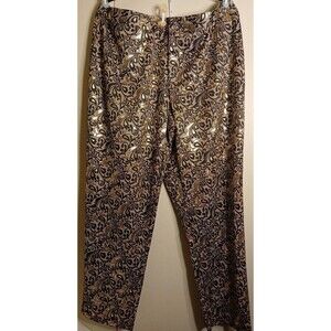 ASHLEY STEWART Lace Foil Gold Pants With Black Swirl W-24 Cocktail, Party ($50)